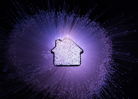 Smart House concept on fiber optic backgroundの写真素材