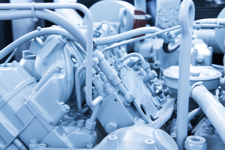 Metallic background of the internal diesel truck engine or car engine.の写真素材