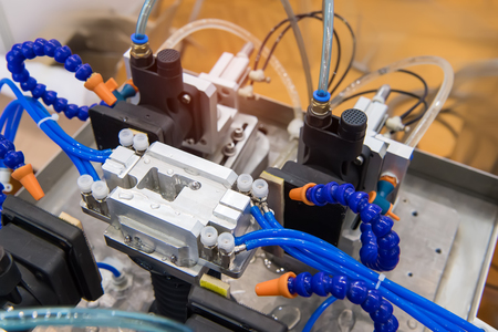 robotic machine tool in industrial manufacture plant,Smart factory industry 4.0 concept.