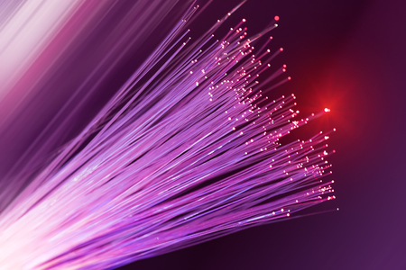 optical fibres dinamic flying from deep on technology backgroundの写真素材