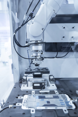 robotic machine tool in industrial manufacture plant,Smart factory industry 4.0 concept.の写真素材