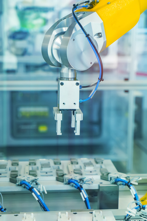 Robotic Arm production lines modern industrial technology. Automated production cell.の写真素材