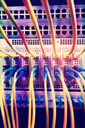 optical fibre information technology equipment in data centerの写真素材