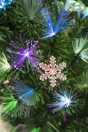 Christmas fiber optic decorated Tree with dectoration,holiday concept.の写真素材