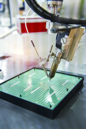 soldering iron tips of automated manufacturing soldering and assembly pcb boardの写真素材