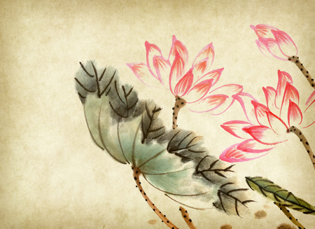 Chinese painting of Lotusの写真素材