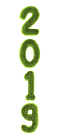 2019 new year grassed concept on green backgroundの写真素材