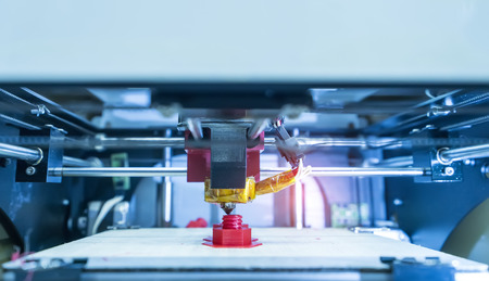 Printing 3D printer object plastic. Plastic Wire Film, Modern technology.の写真素材