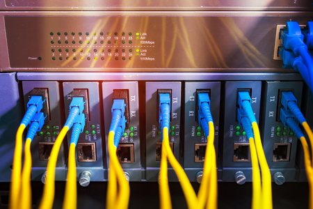 optical fibre information technology equipment in data centerの写真素材