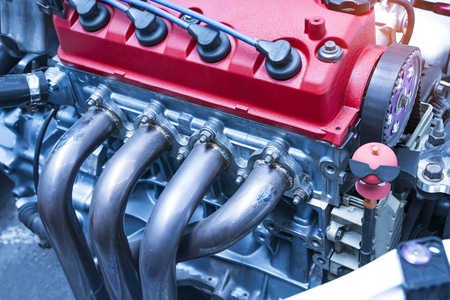 Modern powerful car engine sectionの写真素材