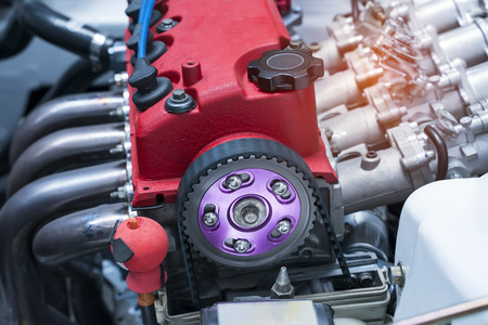 Modern powerful car engine section
