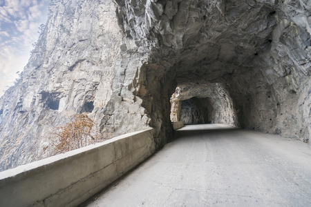 Guoliang hang wall highway at Hui county, Henan province, China.の写真素材