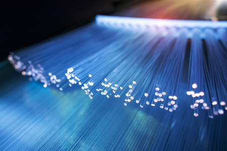 Fiber optics cable with lights abstract backgroundの写真素材