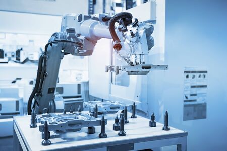 robot arm is working smartly in the production department in artificial intelligence factory