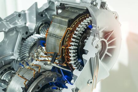 electric system of eco car engine Automotive part concept