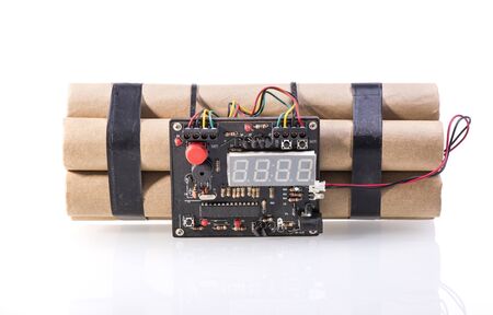 Dynamit with Stop Watch Detonator on a white background