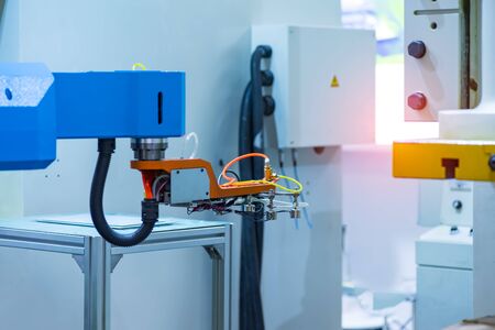 robot arm is working smartly in the production department in artificial intelligence factory