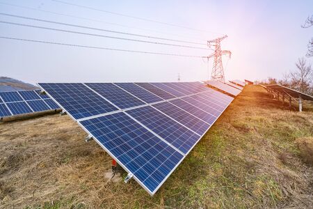 Solar panels energy modern electric power production technology renewable energy concept