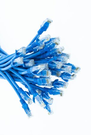 blue network cables isolated on white background