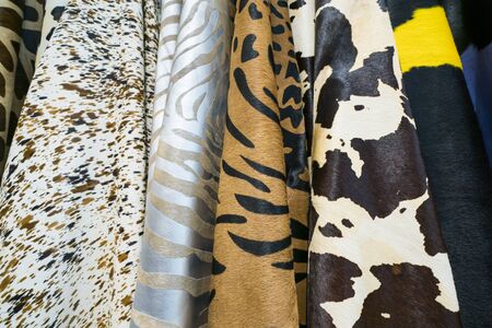 Tanned hides of the leather shop