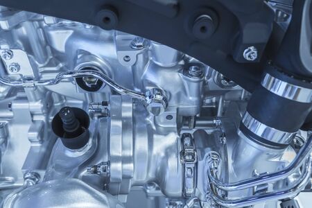 Modern powerful car engine sectionの写真素材