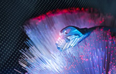 network cables with fiber optical background