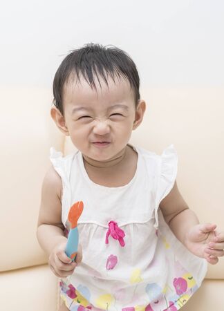 Portrait of beautiful chinese babyの写真素材