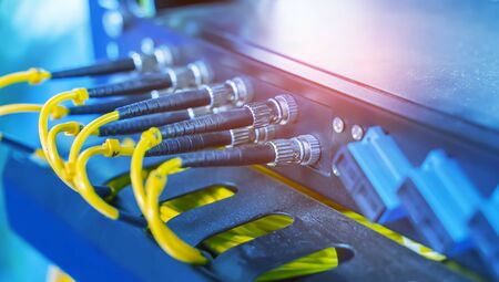 Fiber optic cable connect to communication Distribution pointの写真素材