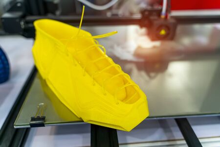 3d printed shoe figure close-upの写真素材