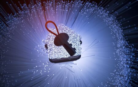 Smart House concept on fiber optic background