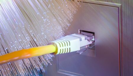 network cables with fiber optic background