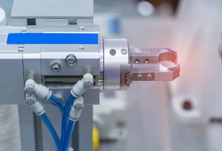 robotic pneumatic input to robot handle grip handleの写真素材