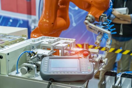 Control panel of auto robot machine of electronics industrial.