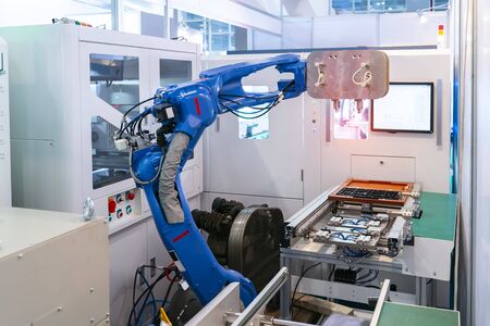 robotic pneumatic piston sucker unit on industrial machine,automation compressed air factory...