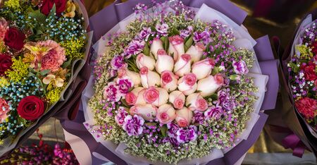 Bouquet of yellow rose flowers for wedding