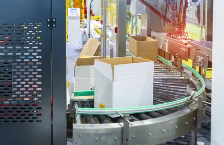 cells of the automated warehouse. Metal construction warehouse shelvingの写真素材