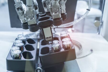 artificial intelligence machine at industrial manufacture factory of batteryの写真素材