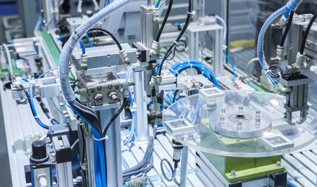 robotic pneumatic input to robot handle grip handleの写真素材