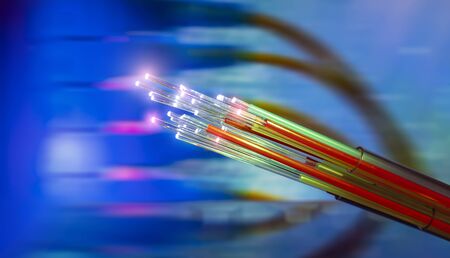 fiber optics network cable for ultra fast internet communications.の写真素材