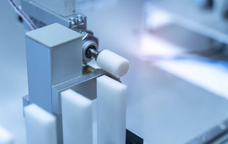 robotic and pneumatic piston unit on industrial machine,automation compressed air factory production