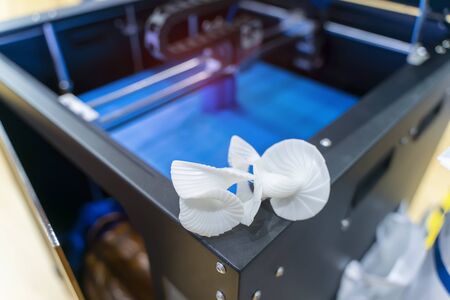 closeup object printed 3d printer. Progressive modern additive technology 4.0 industrial revolutionの写真素材