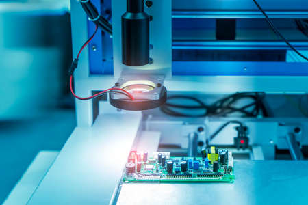 Robotic vision sensor camera system in intellegence pcb factory, manufacturing industry for industry...