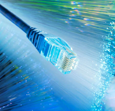 network cables with fiber optical background