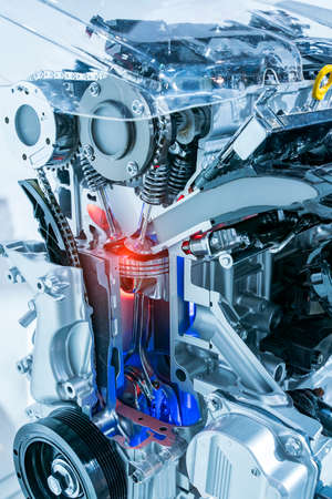 modern powerful car engine section