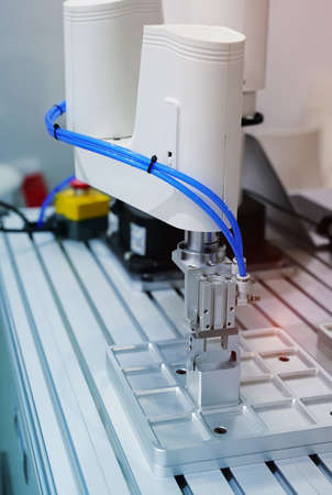 automatic machine tool in industrial manufacture factory, Smart factory industry 4.0 concept.の写真素材