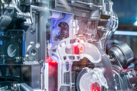Modern powerful car engine section
