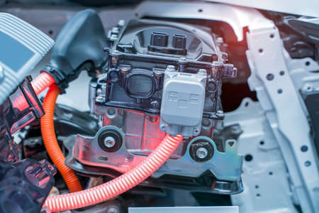 electric system of eco car front engine Automotive part conceptの写真素材