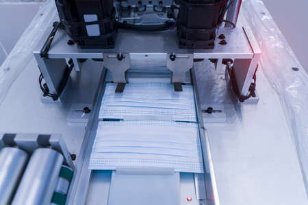 automatic machine for the manufacture of medical masks with nanofiber. Coronavirus and Covid-19 Protectionの写真素材