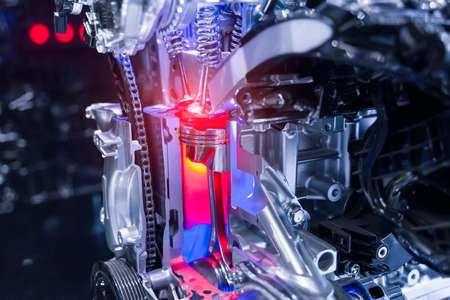 Modern powerful car engine sectionの写真素材