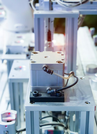 automatic machine tool in industrial manufacture factory, Smart factory industry 4.0 concept.